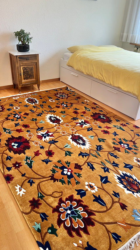 Himalaya-Blüten gelb Teppich 175 x 285 cm