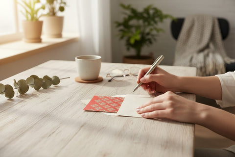 House of Nepal gold Motiv Geschenkkarte aus handgefertigtem Lokta-Papier, ideal für Grusskarten und Einladungen.