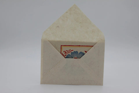 House of Nepal handgemachte Grußkarte mit Blumenmuster auf handgeschöpftem Papier, blau, rot, gelb