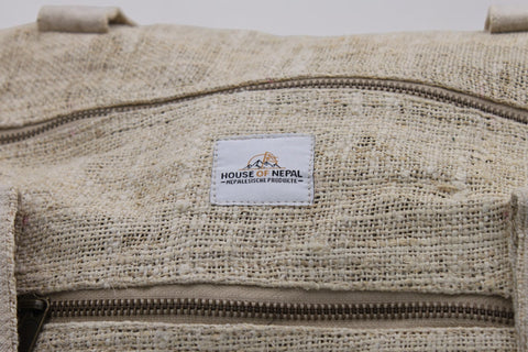 House of Nepal beige Hanf Handtasche aus Bio-Hanf und Baumwolle, handgefertigt in Nepal, geräumig mit extra Stauraum.