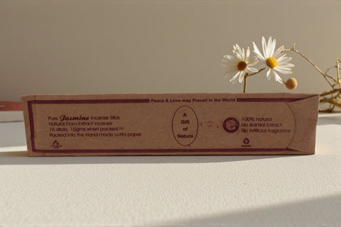 House of Nepal Jasmin Räucherstäbchen, 15 Stück, 22 cm, handgefertigt, 100% natürlich, ohne künstliche Duftstoffe.