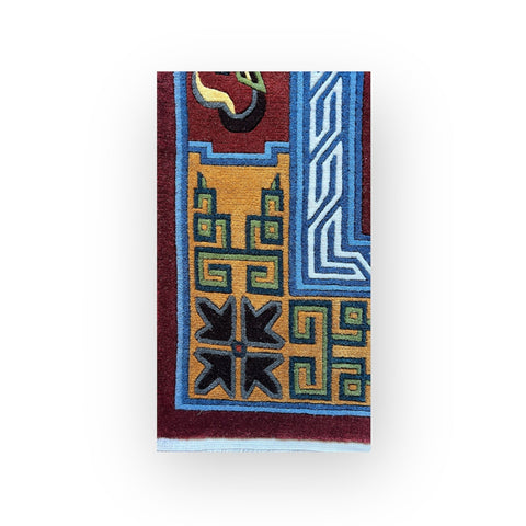 House of Nepal Nepalesischer Red Berry Teppich 90 x 190 cm mit traditionellem Muster und Fransen, aus tibetischer Schafwolle.