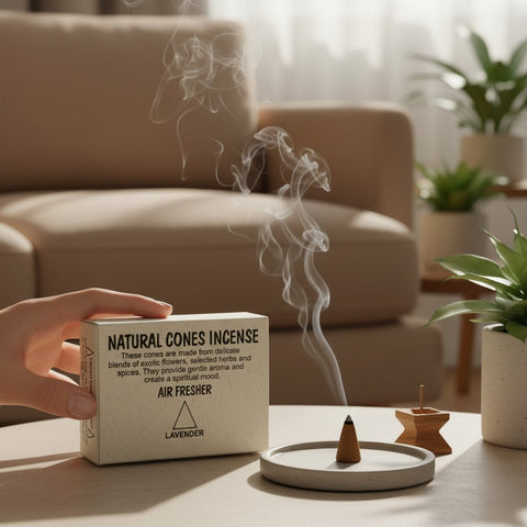 House of Nepal Lavendel Räucherkegel aus natürlichen Kräutern und Gewürzen für eine entspannende Atmosphäre.