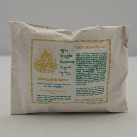 House of Nepal Yellow Jambala Räucherpulver aus Nepal, 100g, mit Wacholder, Bdellium, Nagi, Ambra. Für Meditation und Wohlstand.
