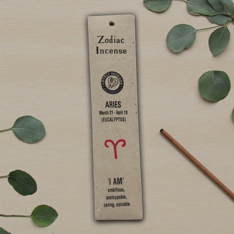 House of Nepal Zodiac Räucherstab Widder mit Eukalyptusduft, 15 Stück, 22 cm lang, für Kommunikation und Anpassungsfähigkeit