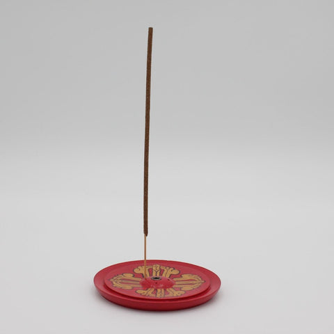 House of Nepal roter Räucherstäbchenhalter aus Holz mit Dorje-Symbol, 1x9cm