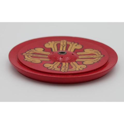 House of Nepal roter Räucherstäbchenhalter aus Haluholz mit goldenem Dorje-Symbol, 1x9cm