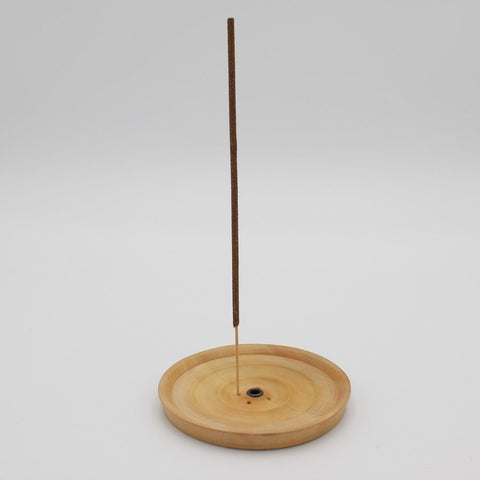 House of Nepal Räucherstäbchenhalter aus hellem Holz mit schlichtem Design, 9,5 cm Durchmesser