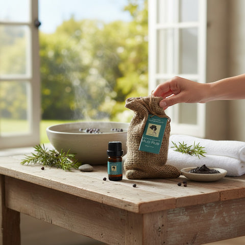 House of Nepal red clay mud mask with juniper oil, natural ingredients for skin purification and radiance.