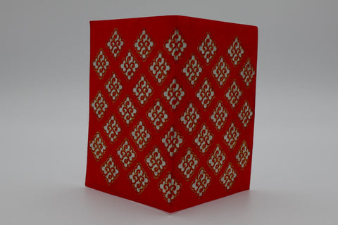 House of Nepal rote Geschenkkarte aus Lokta-Papier mit goldenem Muster, handgefertigt, ideal für Grusskarten.