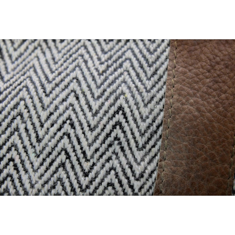 House of Nepal Rucksack aus Hanf und Baumwolle in Braun/Grau mit Zickzackmuster und Lederdetails, 25l, handgefertigt