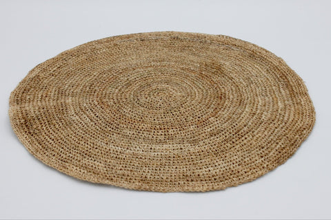 House of Nepal rundes Tischset aus 100 % Bio-Hanf, handgewebt, naturfarben, schmutzabweisend, 4er-Set